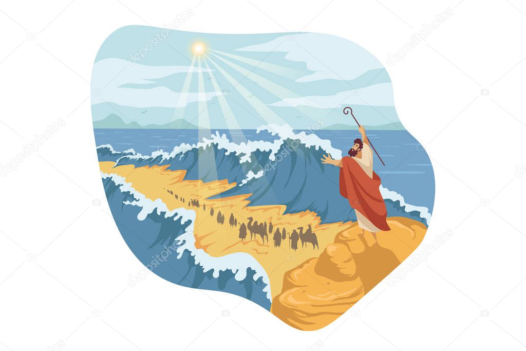 Moses, separation of Red Sea, Bible concept