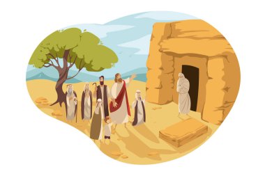 Revival of Lazarus by Christ, Bible concept clipart