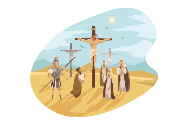 Crucifixión de Cristo, concepto bíblico — Vector de stock