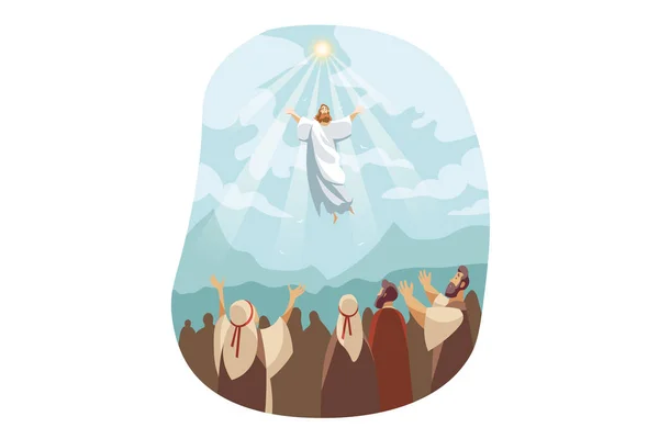 Ascension de Jésus-Christ, concept biblique — Image vectorielle