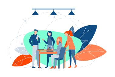 Meeting, coworking, teamwork, analysis, business, leadership concept
