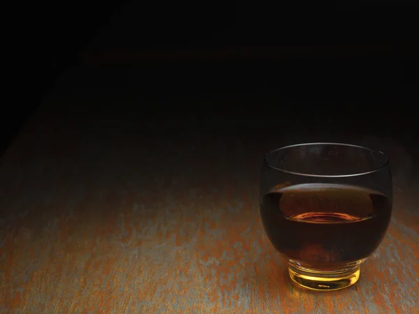 Verre Whisky Bourbon Servi Sur Bar Bois Comptoir Vintage Avec — Photo