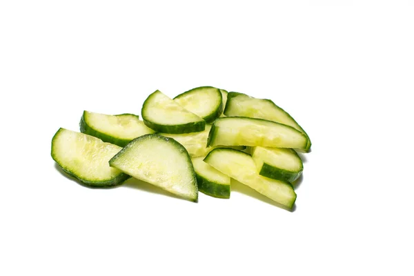 Slice Cucumber White Background Cucumber Whole Cut Being Prepared Food — Stock Photo, Image