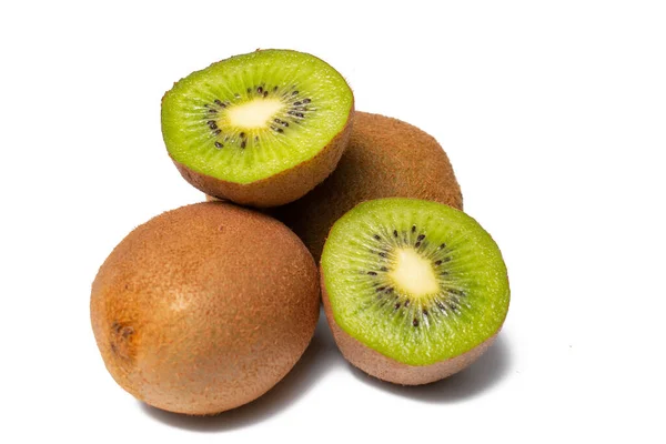 Kiwi Mûr Sur Fond Blanc Fruits Exotiques Verts Frais Manger — Photo