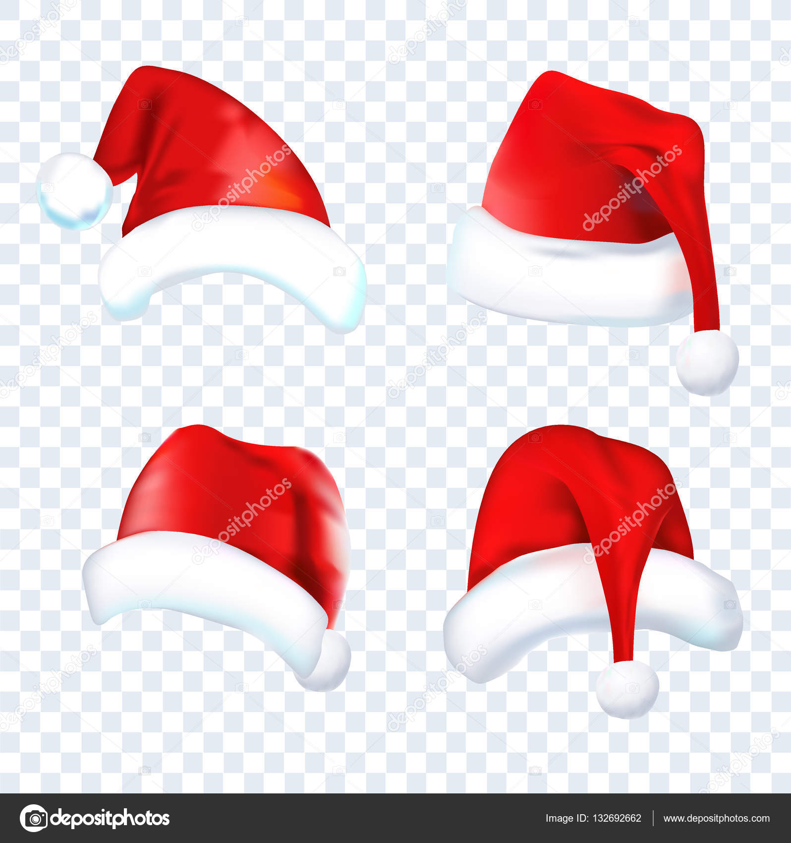 Siluetta del cappello rosso di Babbo Natale Impostare il cappello rosso isolato su sfondo trasparente Vector — Vettoriali di Son