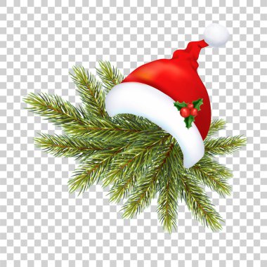 Çamın dalları ile Santa şapka