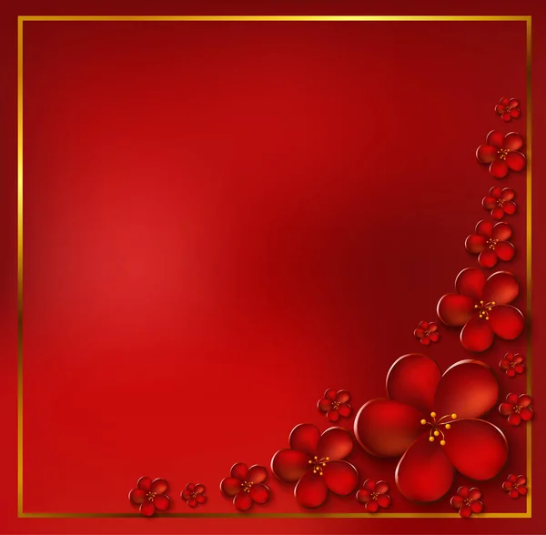 Cadre Fleurs rouges — Image vectorielle