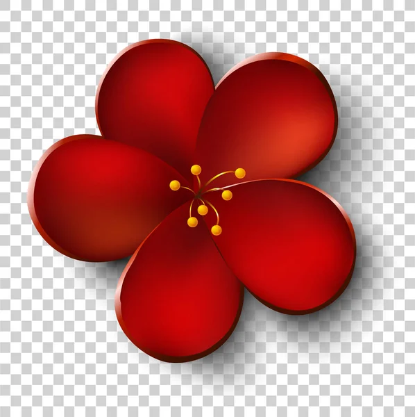 Красный цветок с пятью лепестками — стоковый вектор