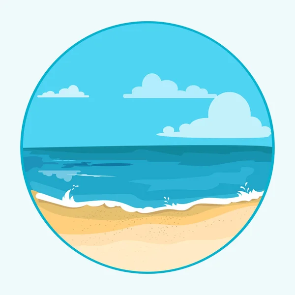 Zeegezicht met strand illustratie — Stockvector