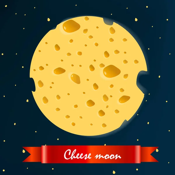 Luna de queso con cinta roja — Archivo Imágenes Vectoriales