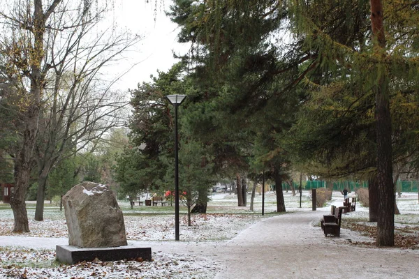 Rusia Moscú 2019 Primera Nieve Imagen de archivo