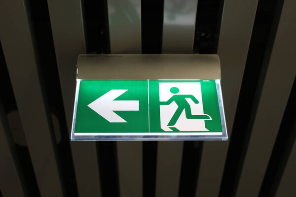 exit direction sign during evacuation