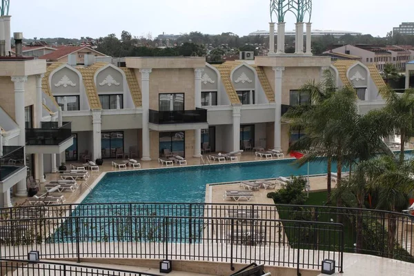 Pool view from the hotel room window