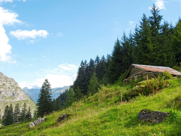 Alpine gauli house on the glacier mountains, switzerland alps — Stock Photo, Image