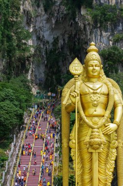 Kuala Lumpur, Malezya - 17 Ocak 2016. Lord Muragan Batu mağaraları, heykeli.