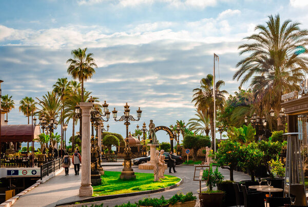 Marbella / Spain - December 21  2014: A sunny afternoon in Puerto Banus.