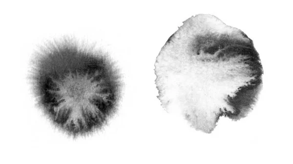 Абстрактные акварельные черные пятна на белом фоне. Рисунок элемента графического дизайна . — стоковое фото