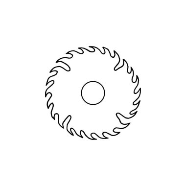Simple icon black circular saw on white background. Vector engineering illustration. Flat outline vector icon.