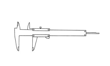 Flat icon with black calipers icon on white background. Measure vector engineering illustration. Flat outline vector icon.