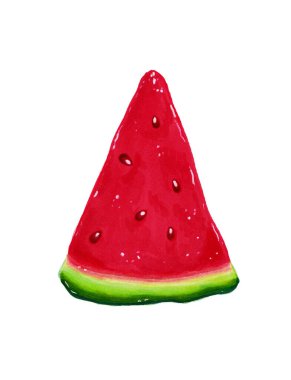 Beyaz arka planda bir parça karpuz. Taze vitamin besin. Yaz tatili yemek arkaplanı. Taze organik konsept.