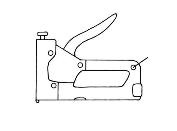 Icono simple pistola de grapas negro sobre fondo blanco. Ilustración de ingeniería vectorial. Icono de vector de esquema plano . — Archivo Imágenes Vectoriales