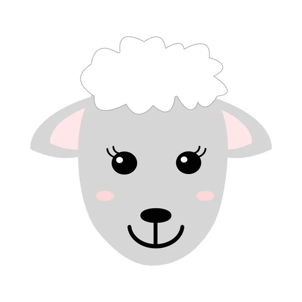 Linda mano dibujada oveja sonriente. Zoológico de dibujos animados. Ilustración vectorial. Animal para el diseño de productos infantiles en estilo escandinavo . — Vector de stock