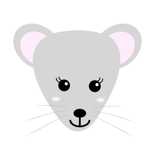 Leuke hand getekende lachende muis. Een tekenfilm dierentuin. Vector illustratie. Dier voor het ontwerpen van producten voor kinderen in Scandinavische stijl. — Stockvector