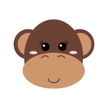 Güzel el çizimi gülümseyen maymun. Çizgi film hayvanat bahçesi. Vektör çizimi. Çocuk ürünlerinin İskandinav tarzında dizaynı için hayvanlar.