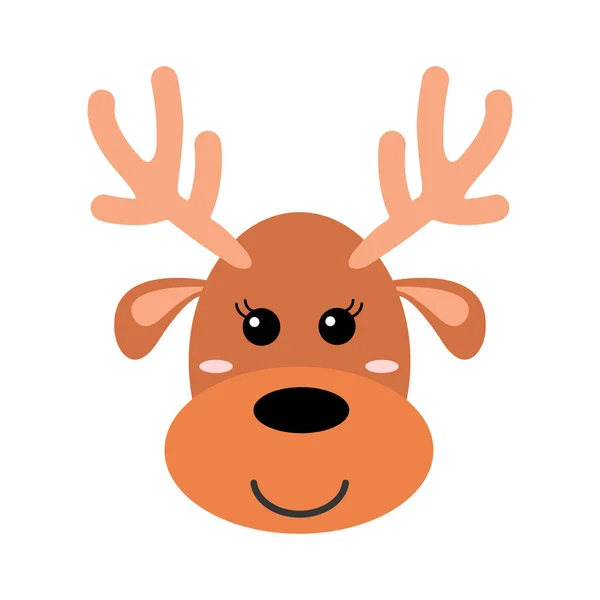 Carino disegnato mano cervo sorridente. Zoo dei cartoni animati. Illustrazione vettoriale. Animale per la progettazione di prodotti per bambini in stile scandinavo . — Vettoriale Stock