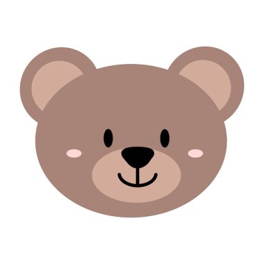 Güzel el çizimi gülümseyen ayı. Çizgi film hayvanat bahçesi. Vektör çizimi. Çocuk ürünlerinin İskandinav tarzında dizaynı için hayvanlar.