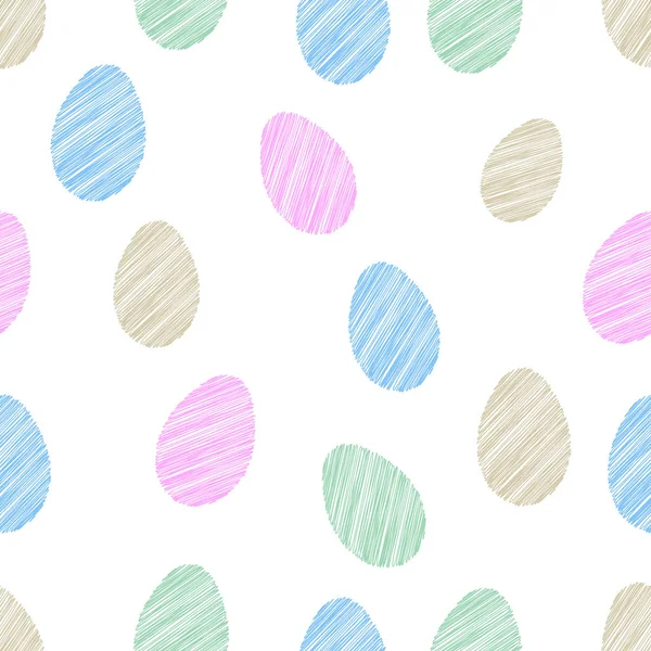 Modello senza soluzione di continuità di felice Pasqua con uova carine. Oggetti isolati su sfondo bianco. Illustrazione vettoriale . — Vettoriale Stock