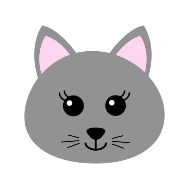 Güzel el çizimi, gülümseyen kedi. Çizgi film hayvanat bahçesi. Vektör çizimi. Çocuk ürünlerinin İskandinav tarzında dizaynı için hayvanlar.