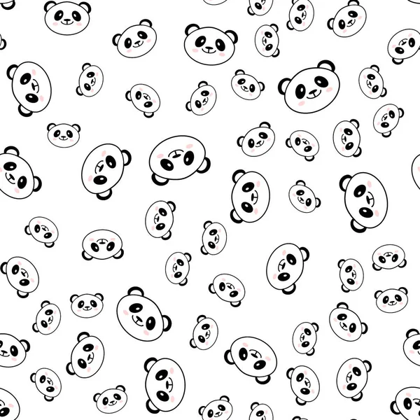 Płynny wzór uroczej dłoni narysowane uśmiechnięta panda. Kreskówkowe zoo. Ilustracja wektora. Zwierząt do projektowania produktów dla dzieci w stylu skandynawskim. — Wektor stockowy