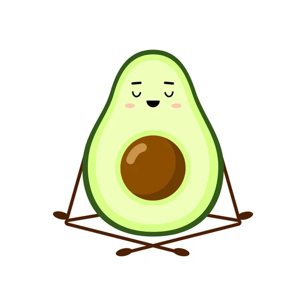 Avocado yoga. Disegno di carattere avocado su sfondo bianco. Yoga per le donne incinte. Esercizi mattutini per bambini. Graziosa illustrazione per biglietti di auguri, adesivi, tessuti, siti web e stampe . — Vettoriale Stock