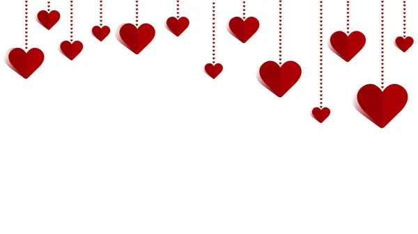 Sevgililer Günü 'nde kırmızı kalplerin çerçevesi. Metnin için boş yer. Beyaz arka plan. Origami. Zarif vektör illüstrasyonu. — Stok Vektör