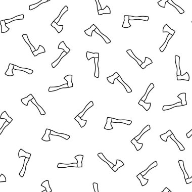 Balta simgesi. Beyaz renkte elle çizilmiş izole edilmiş inşaat malzemeleriyle vektör pürüzsüz desen. İnşaatın temasında bir model var. Tasarım, paketleme ve kumaş alanlarında kullanılacak arkaplan