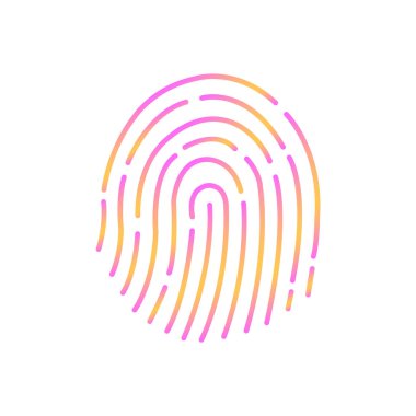 Soyut ince çizgi dokunuşlu logo. Parmak izi labirenti gibi tanımlama işareti. Basit, modaya uygun makro siluet logosu. Grafik uygulaması sanat tasarımı beyaz arkaplanda izole edildi.