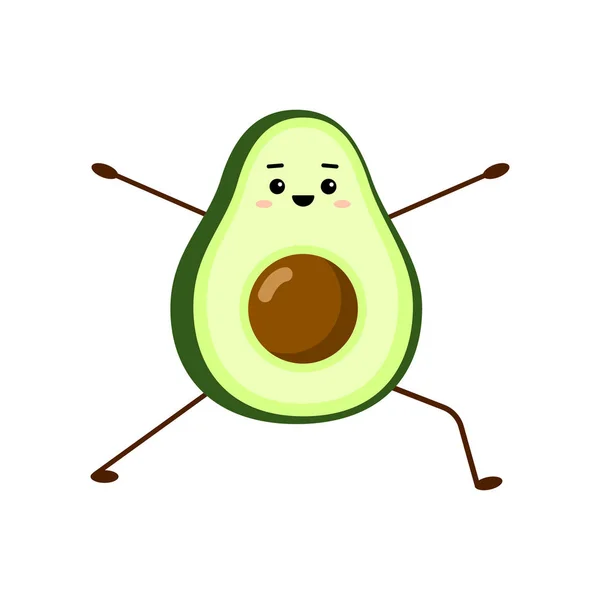 Дизайн персонажа Avocado на білому тлі. Авокадо йога для вагітних. Ранкові вправи для дітей. Мила ілюстрація для вітальних листівок, наклейок, тканини, веб-сайтів і принтів . — стоковий вектор