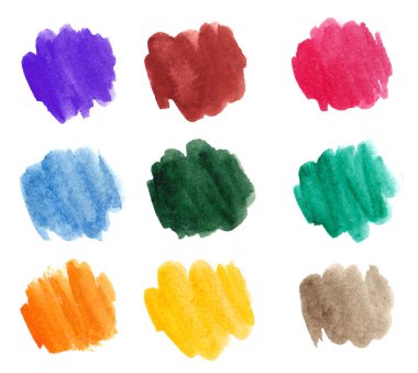 Artistic background with colorful brush strokes on white. Abstract backdrop with horizontal paint traces or smears. Illustration in grunge style for wrapping paper, fabric print.