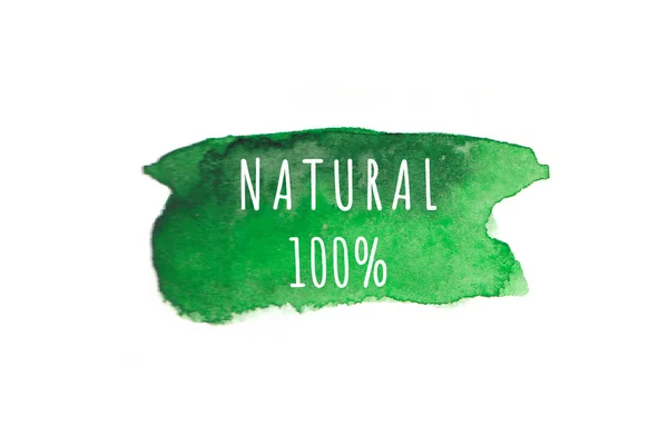 Ekologiska etiketter. Grön abstrakt handritad akvarell bakgrund. Naturliga, ekologiska livsmedel eller kosmetiska, bio-, ekodesignelement. — Stockfoto