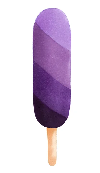 Gustoso ghiaccio di frutta colorato su un bastone isolato su sfondo bianco. Illustrazione realistica del gelato disegnata a mano. Stile carino per il design del prodotto. Dolcezza ghiaccio lecca dolce . — Foto Stock