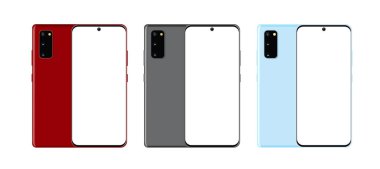 Ön ve arka taraf yeni model Galaxy akıllı telefon.