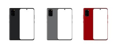 Ön ve arka taraf yeni model Galaxy akıllı telefon.
