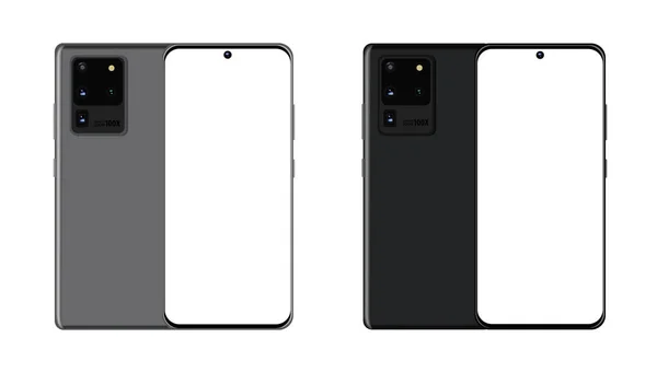 前排和后排都是新型SAMSung Galaxy S20超级智能手机。矢量说明. — 图库矢量图片