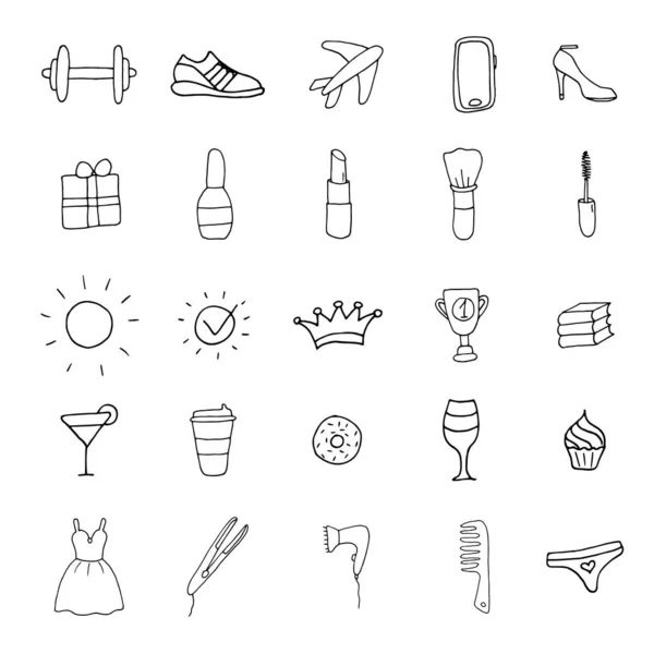 Einfaches Set von Kosmetika Verwandte Vector Line Icons. Enthält Symbole wie Lippenstift, Make-up Pinsel und mehr. Schöne einfache Symbole. — Stockvektor