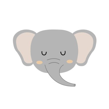 Güzel el çizimi uyuyan fil. Çizgi film hayvanat bahçesi. Vektör çizimi. Çocuk ürünlerinin İskandinav tarzında dizaynı için hayvanlar.