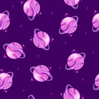 Çizgi film gezegenlerinin kusursuz deseni. Renkli izole nesneler. Uzay arkaplanı. Fantezi gezegenleri. Renkli evren. Oyun tasarımı. Galaksi oyunu için fantezi uzay gezegenleri. Eps 10.