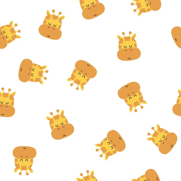 Seamless pattern of cute hand drawn sleeping giraffe. Cartoon zoo. Vector illustration. Animal for the design of childrens products in scandinavian style. — 图库矢量图片