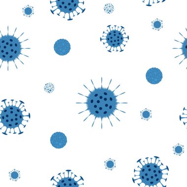Farklı türde virüsler. Bakteri Biyolojisi Organizmaları Kusursuz Düzen. Yeni Coronavirus 2019-nKoV. Virüs salgınına karşı korunmak için tasarlanmış bir tasarım. Düz vektör illüstrasyonu.
