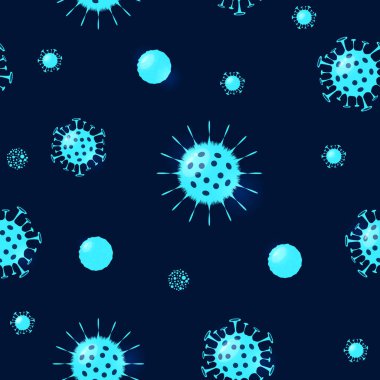 Farklı türde virüsler. Bakteri Biyolojisi Organizmaları Kusursuz Düzen. Yeni Coronavirus 2019-nKoV. Virüs salgınına karşı korunmak için tasarlanmış bir tasarım. Düz vektör illüstrasyonu.